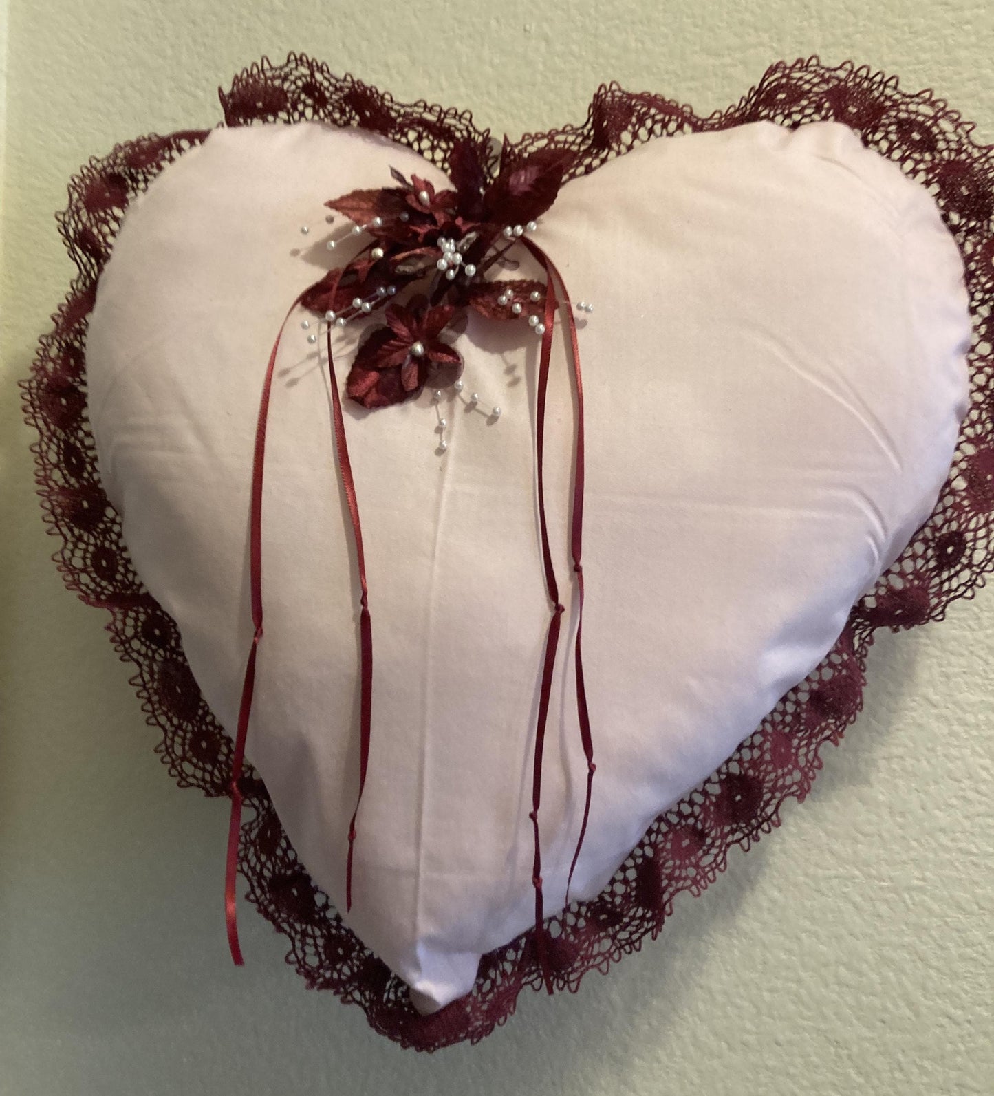 HEART PILLOWS in pink or purple fabric for Valentine's Day
