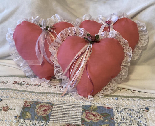 Heart Pillow with lace trim