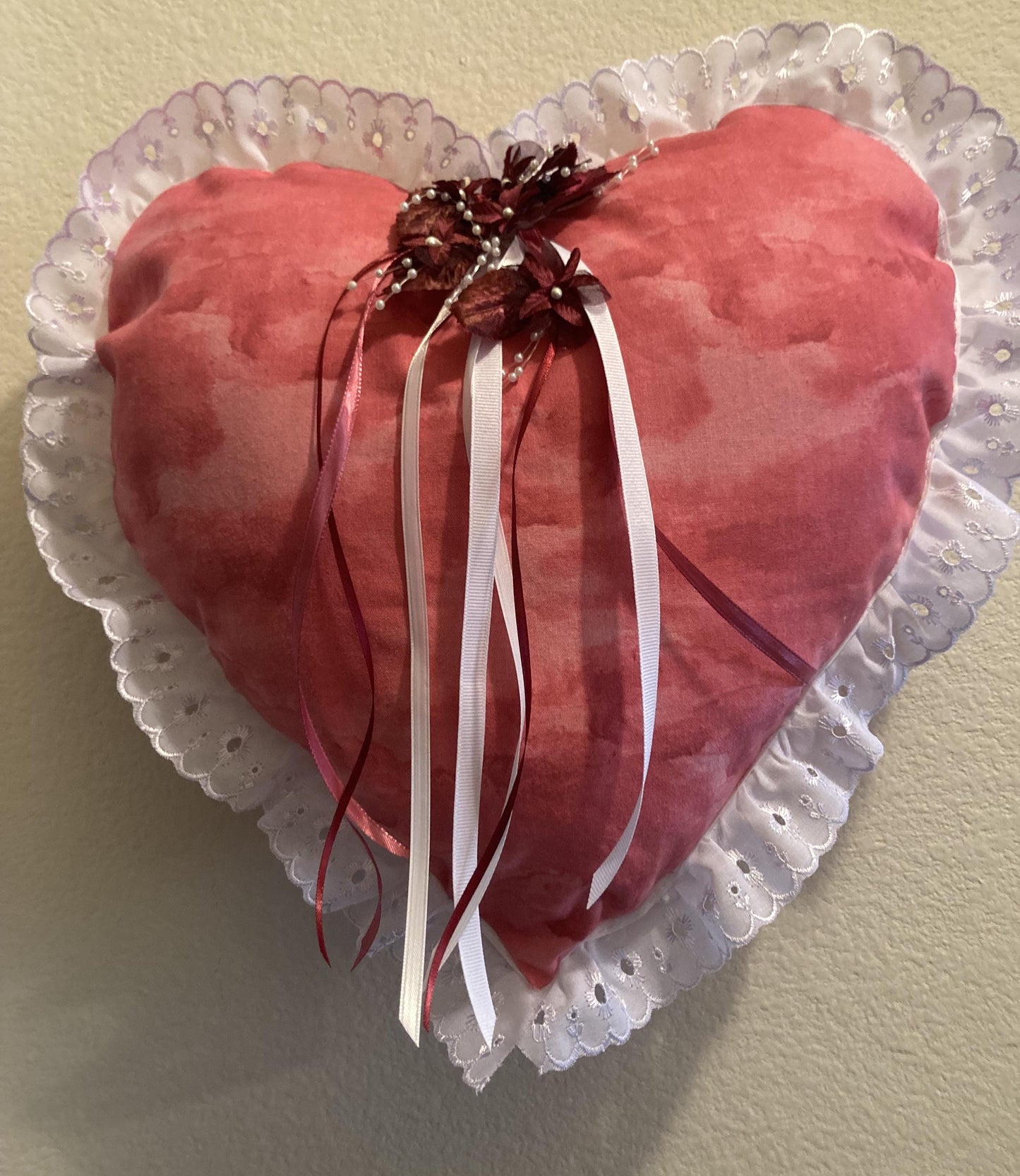 HEART PILLOWS in pink or purple fabric for Valentine's Day