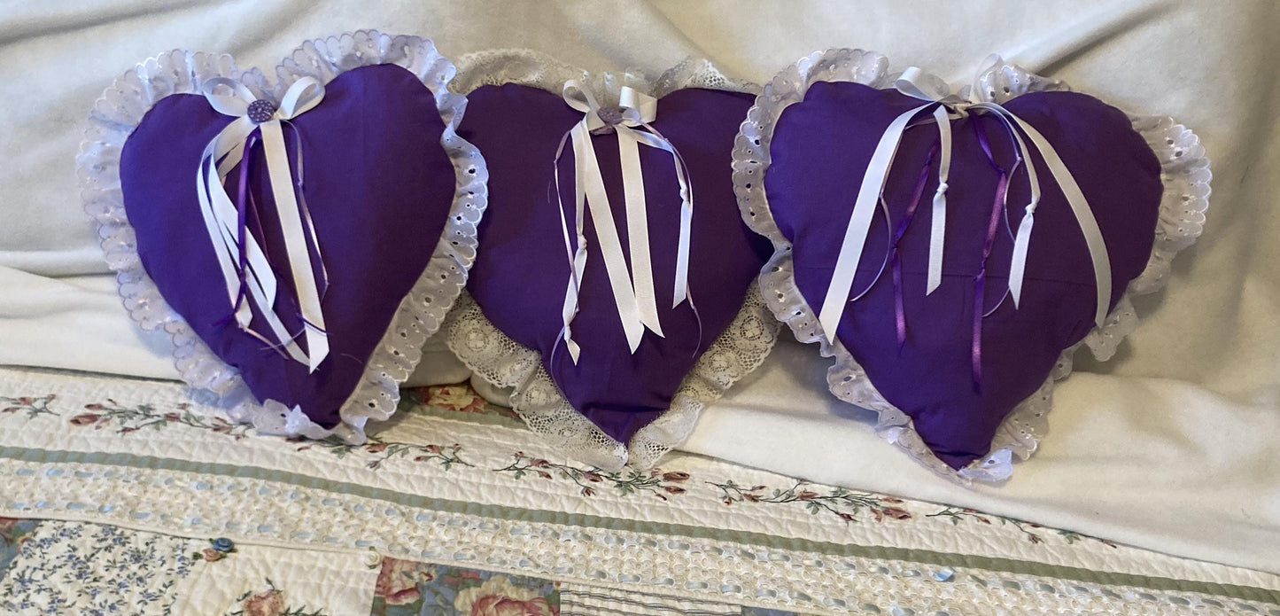 Heart pillows pink or purple