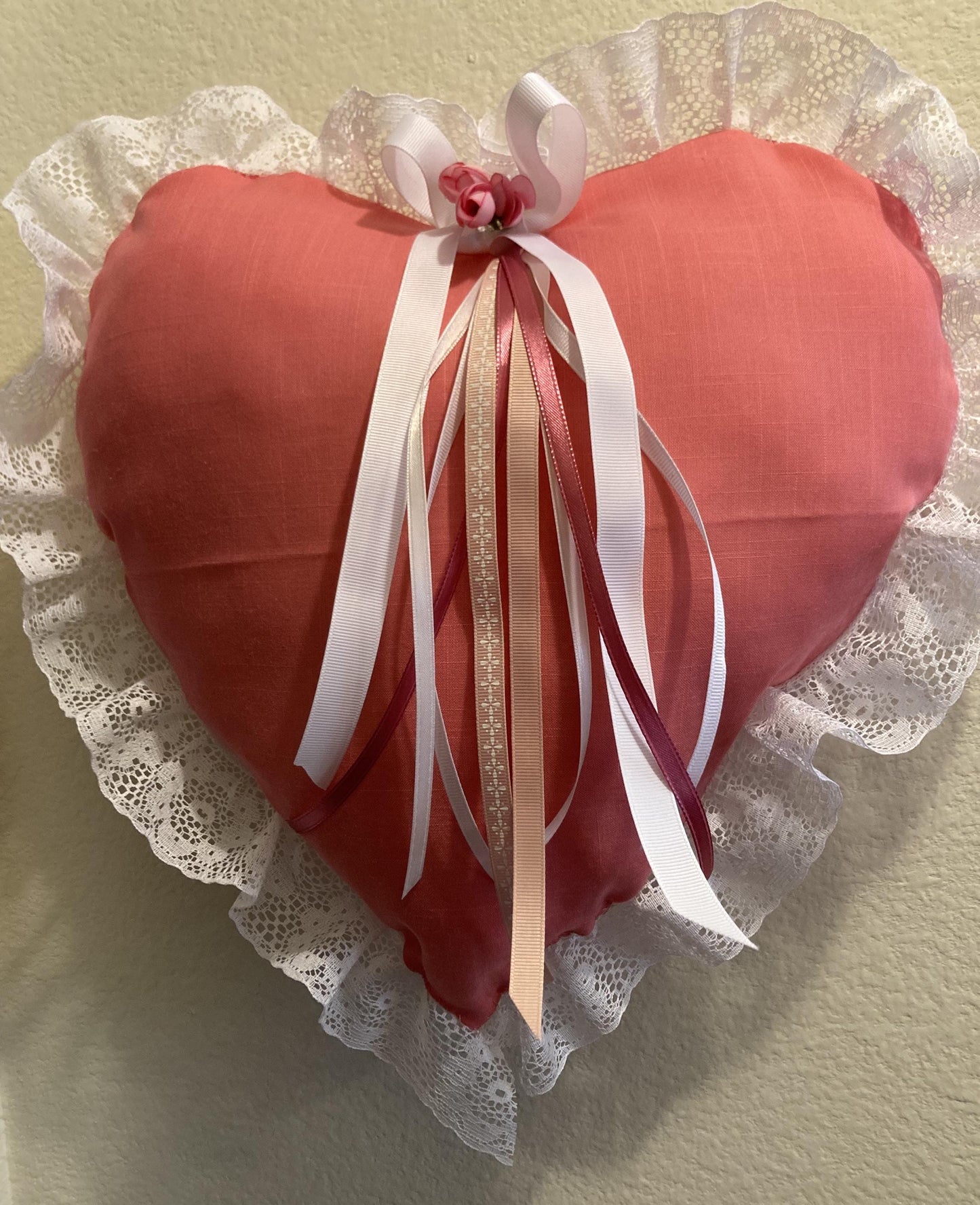 Heart Pillow with lace trim