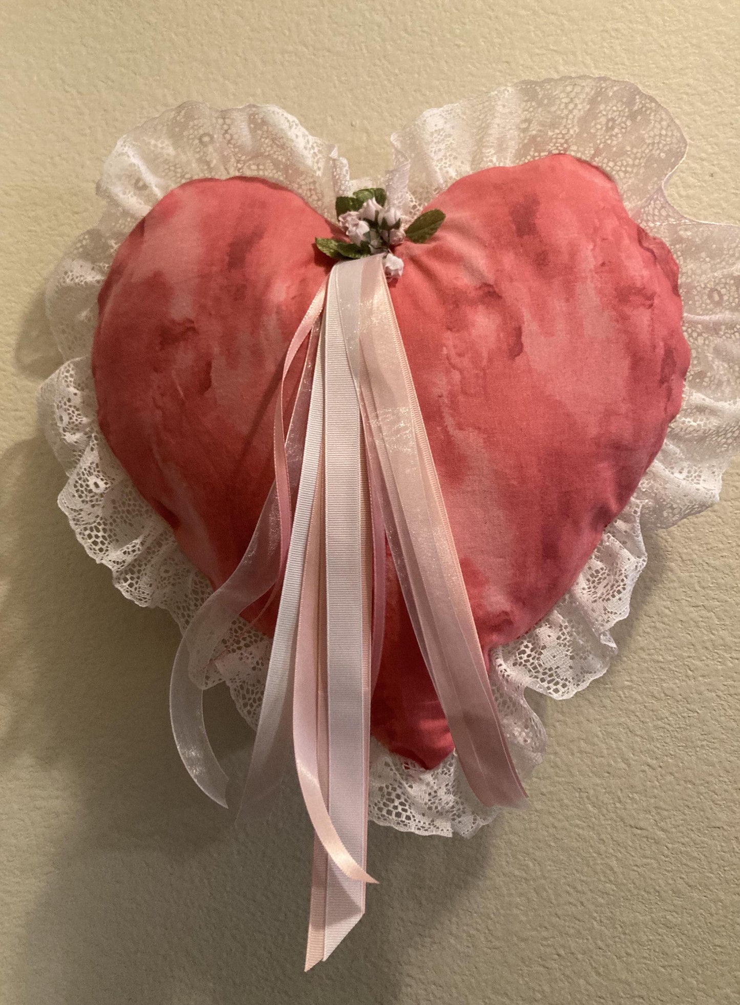 HEART PILLOWS in pink or purple fabric for Valentine's Day