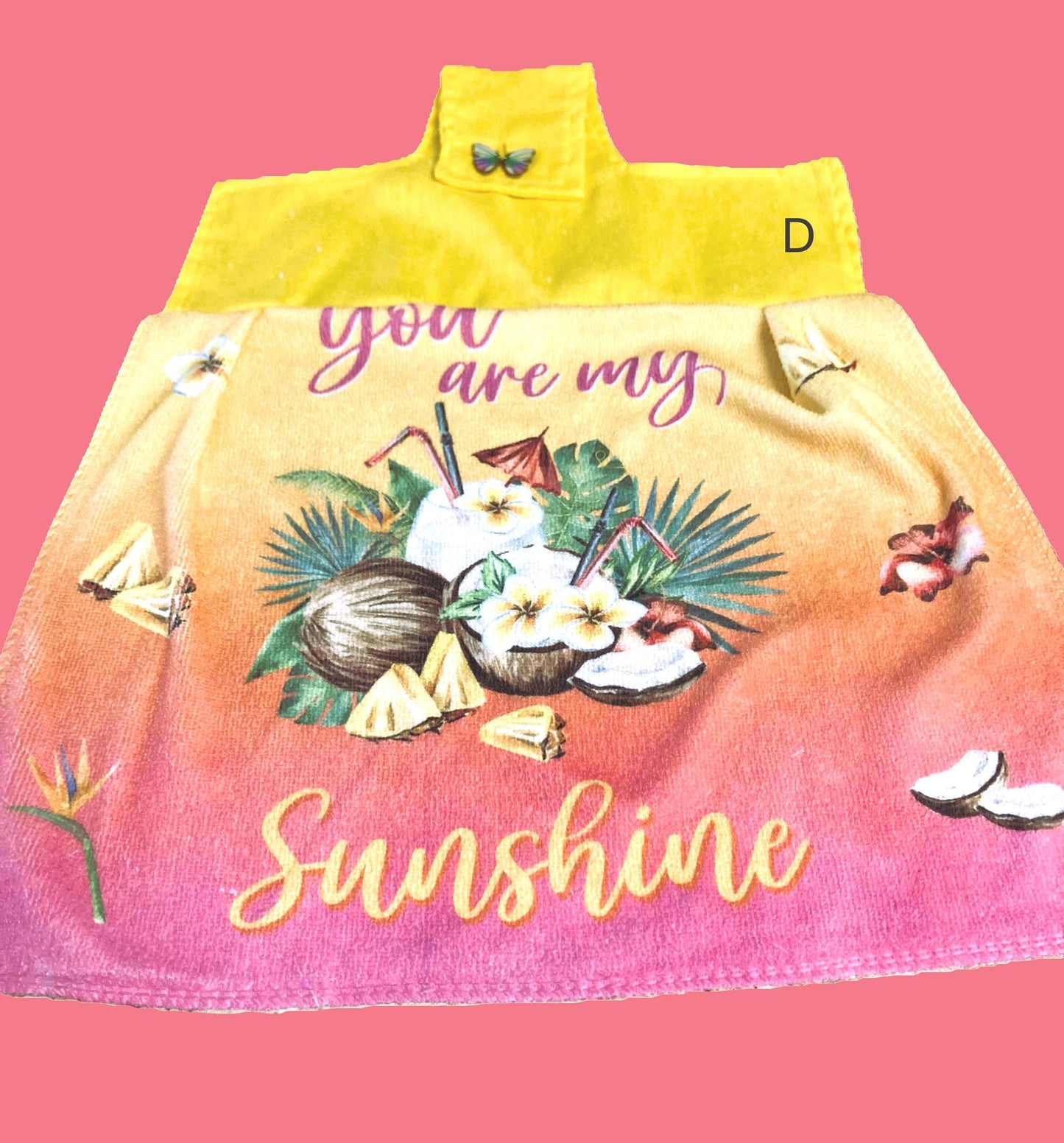 SUMMERTIME food and drinks pictured on hanging towels