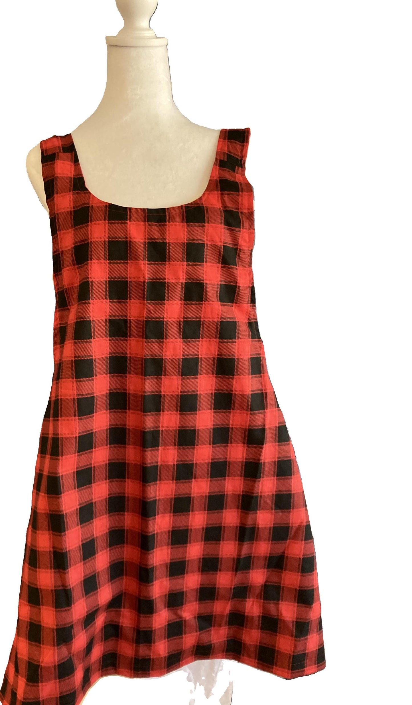 Red and black buffalo check apron