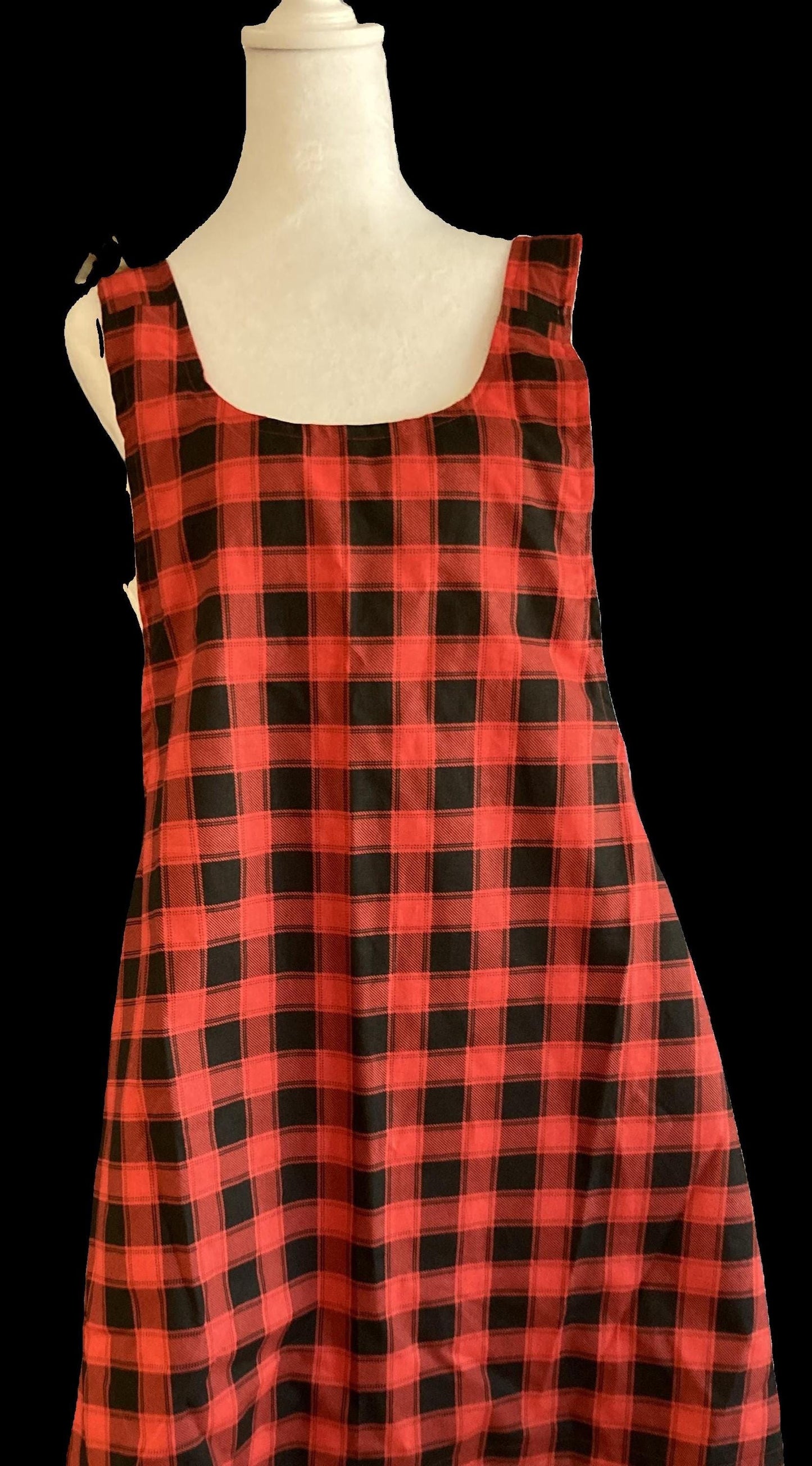 Red and black buffalo check apron