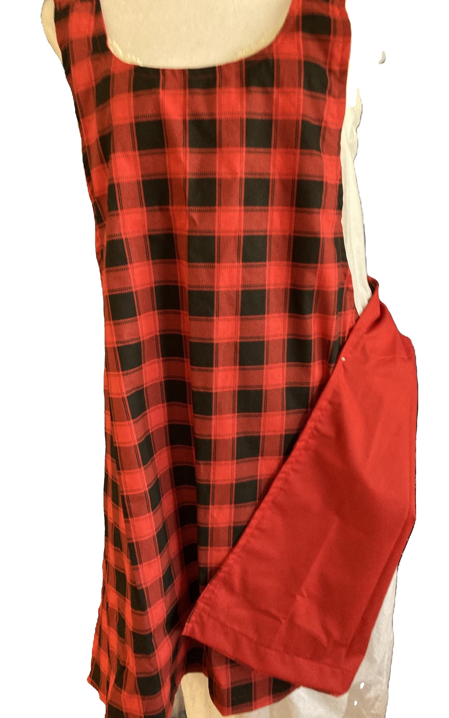 Red and black buffalo check apron